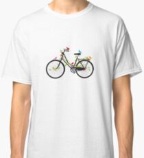 Old vintage bicycle with flowers and birds Classic T-Shirt