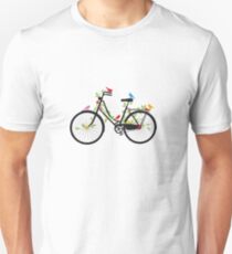 Old vintage bicycle with flowers and birds Unisex T-Shirt