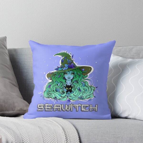 Item preview, Seawitch with long hair and a kitten in green blue designed and sold by NoMatterLab.
