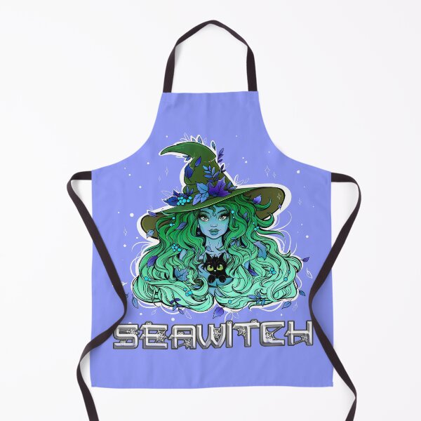 Item preview, Seawitch with long hair and a kitten in green blue designed and sold by NoMatterLab.