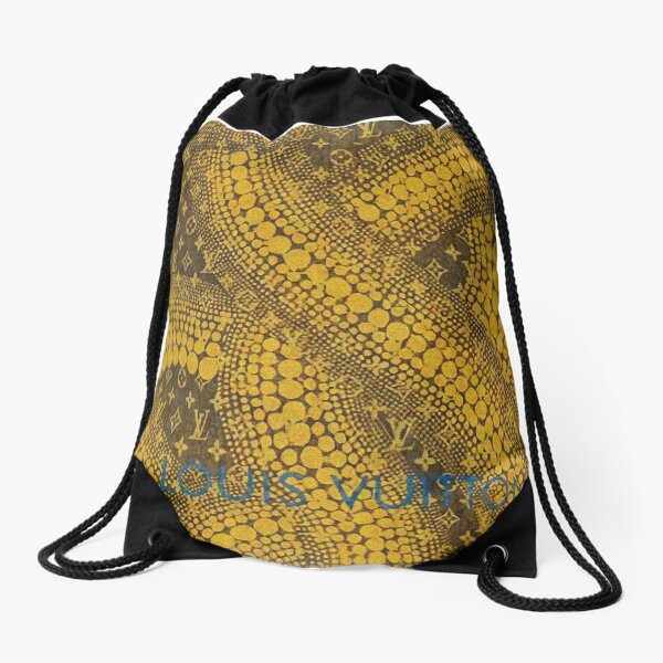 Yayoi Kusama gold brown yellow pattern louis Drawstring Bag
