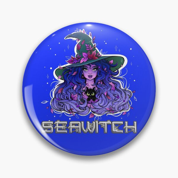 Item preview, Seawitch with long hair and a kitten in purple, dark blue designed and sold by NoMatterLab.