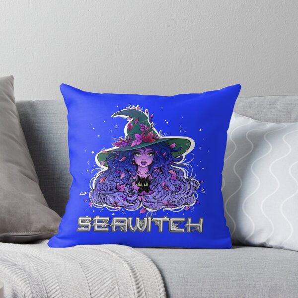 Item preview, Seawitch with long hair and a kitten in purple, dark blue designed and sold by NoMatterLab.