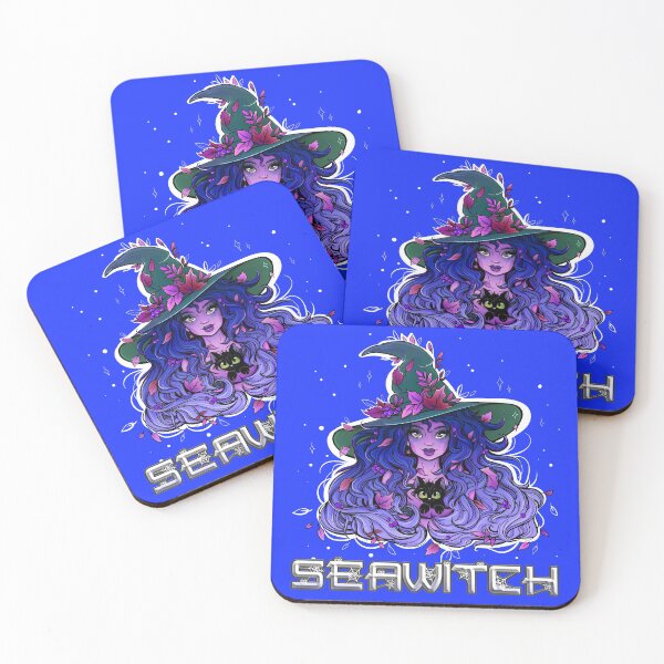 Item preview, Seawitch with long hair and a kitten in purple, dark blue designed and sold by NoMatterLab.