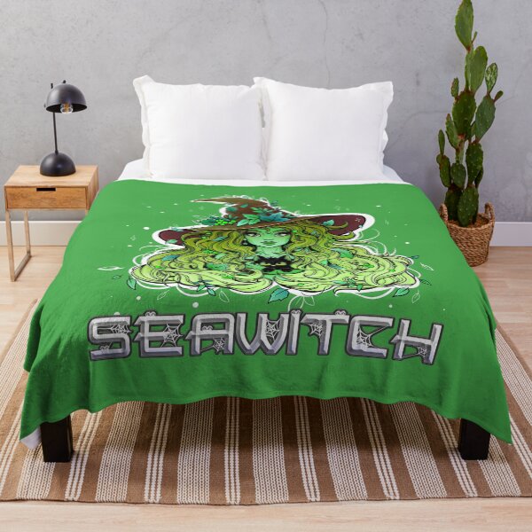 Item preview, Seawitch with long hair and a kitten in green designed and sold by NoMatterLab.