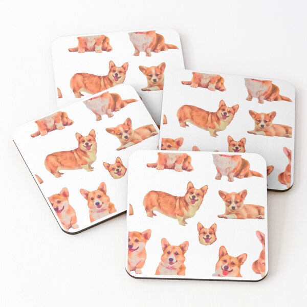 Item preview, 5 Cute Corgi’s || Digital Painting Design || Pattern designed and sold by BayRosePets.