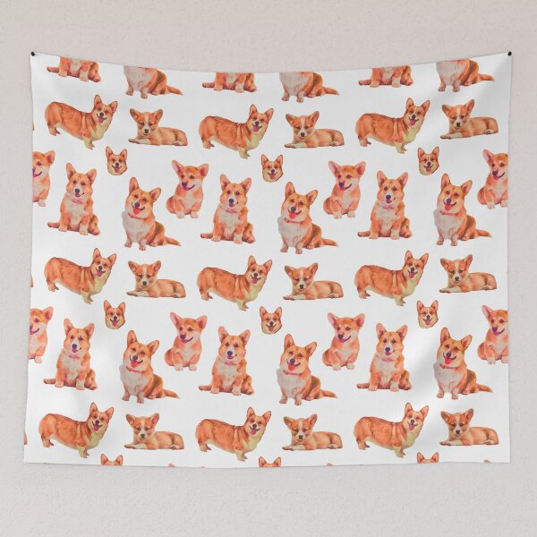 Item preview, 5 Cute Corgi’s || Digital Painting Design || Pattern designed and sold by BayRosePets.