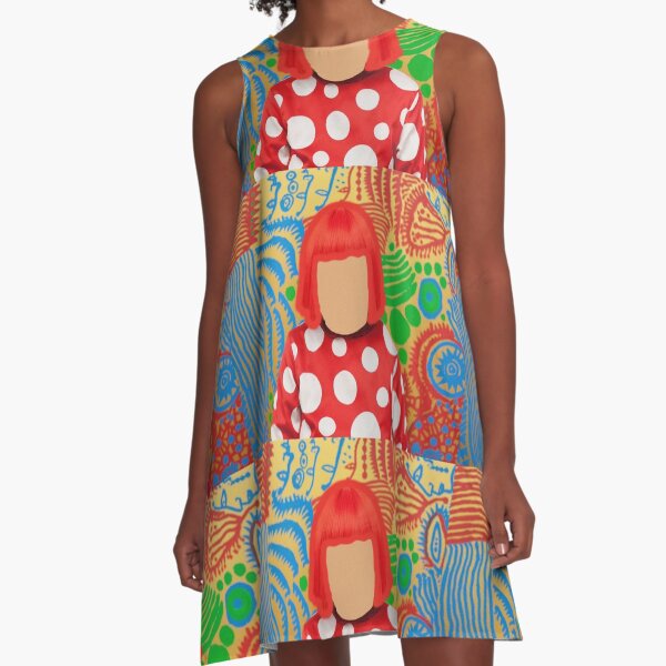 Yayoi Kusama visage no face red dots polka A-Line Dress