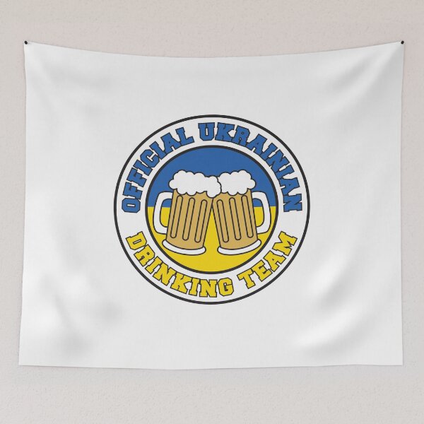 Item preview, Official Ukrainian Drinking Team Featuring Flag Of Ukraine And Beers designed and sold by jaycartoonist.