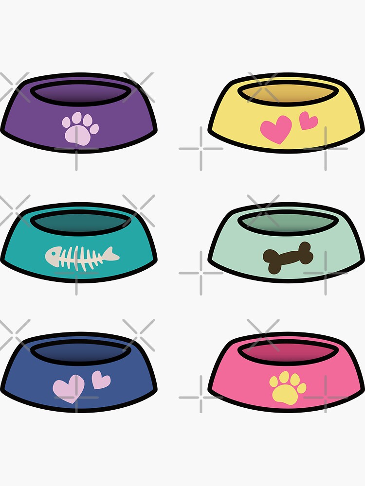 Thumbnail 3 of 3, Sticker, Pet Food Bowls 6-Pack designed and sold by ElectricFangs.