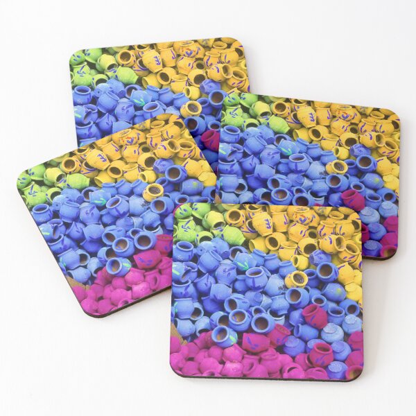 Item preview, Colourful earthen pots in random formation, abstract pattern, modern art, wall art, print, personalised gifts, custom printed gifts. designed and sold by CameraDesign.