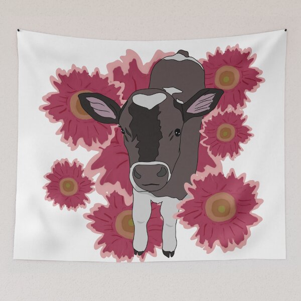 Item preview, Baby cow and Red flowers  designed and sold by Antiope33.