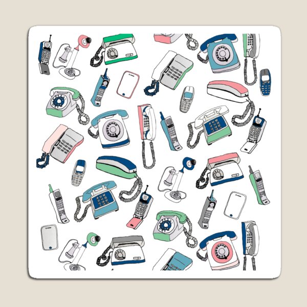 Vintage telephones drawing Magnet