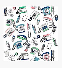 Vintage telephones drawing Photographic Print