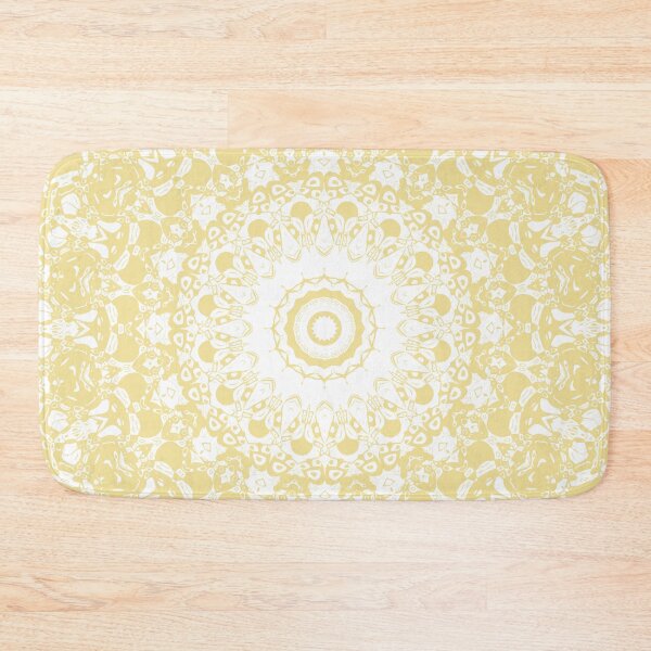 Item preview, White Lace Mandala on Sunshine Yellow Background designed and sold by Kelly Dietrich Mandala & Fractal Art.