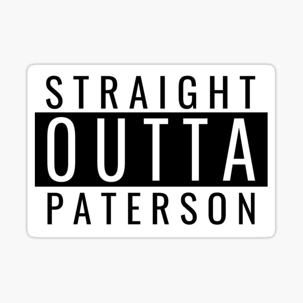 Vista previa del artículo con la obra «Straight Outta Paterson Nueva Jersey», diseñado y vendido por Teelogic.