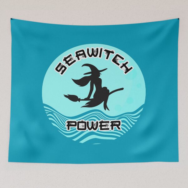 Item preview, Seawitch Power Round Sticker - Blue Silhouette  designed and sold by NoMatterLab.