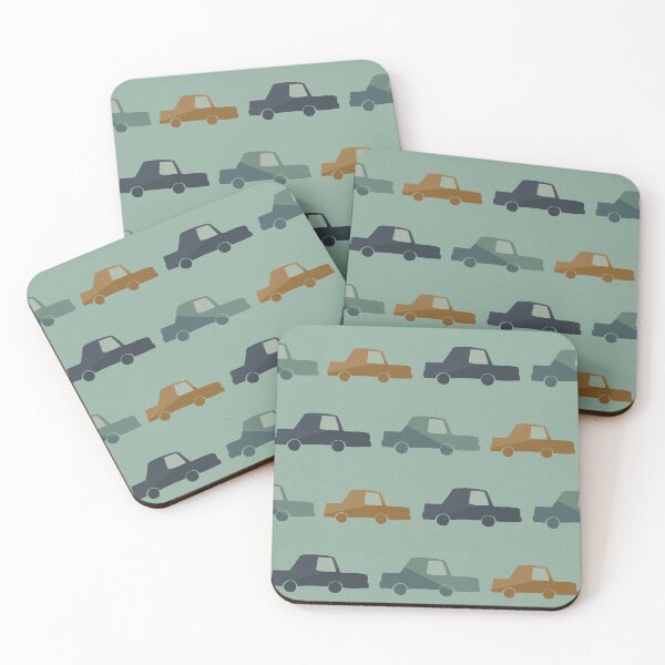 Item preview, Retro Cars, Cute Car Print, Blue, Orange, Aqua Blue, Kids designed and sold by cateandrainn.