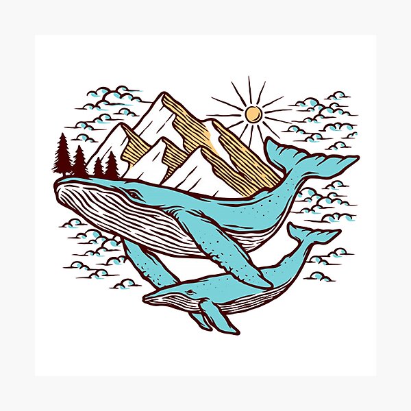 Item preview, The Classic Mountain Great Whale Art designed and sold by GrandaSHopp.