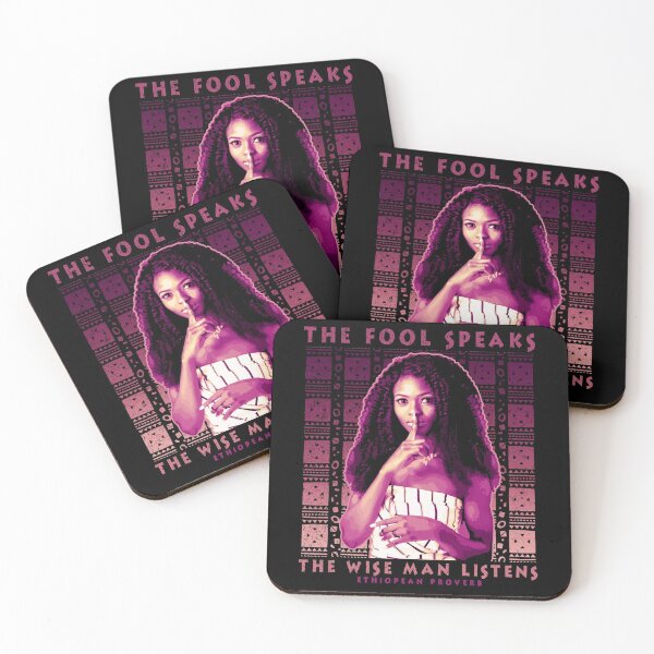 Item preview, The Fool Speaks, the Wise Man Listens, African Ethiopian Proverb, African Pattern, Africa Gift designed and sold by Proverbial Wisdom Design.