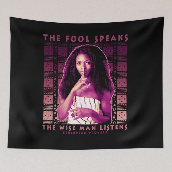 Item preview, The Fool Speaks, the Wise Man Listens, African Ethiopian Proverb, African Pattern, Africa Gift designed and sold by Proverbial Wisdom Design.