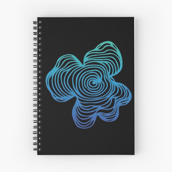 Item preview, Blue Green Gradient Topography Contour Line Art Graphic Wood Tree Growth Rings Pattern Flower designed and sold by Ciara Shortall.