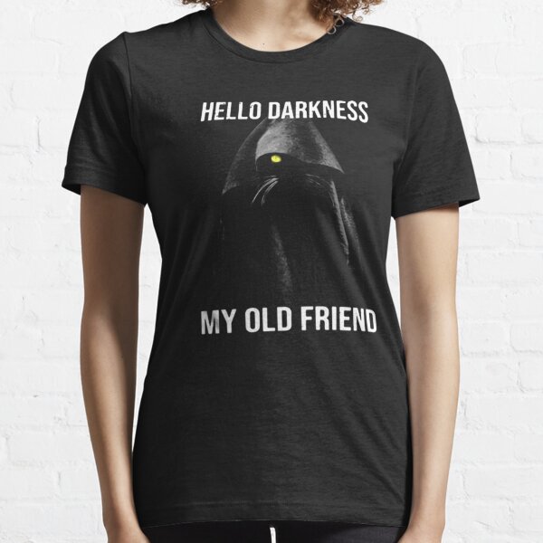 Hello Darkness My Old Friend Black V Neck Graphic Tee - A2868BK Large