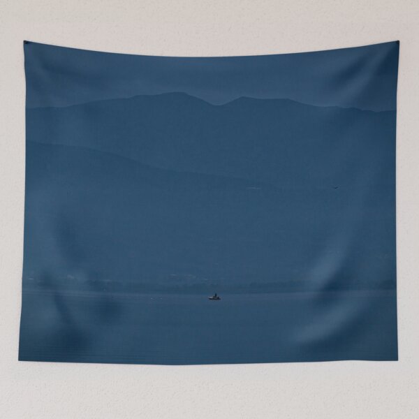 Item preview, Lonely Boat Dwarfed By Mountains designed and sold by Green-Rainbow.