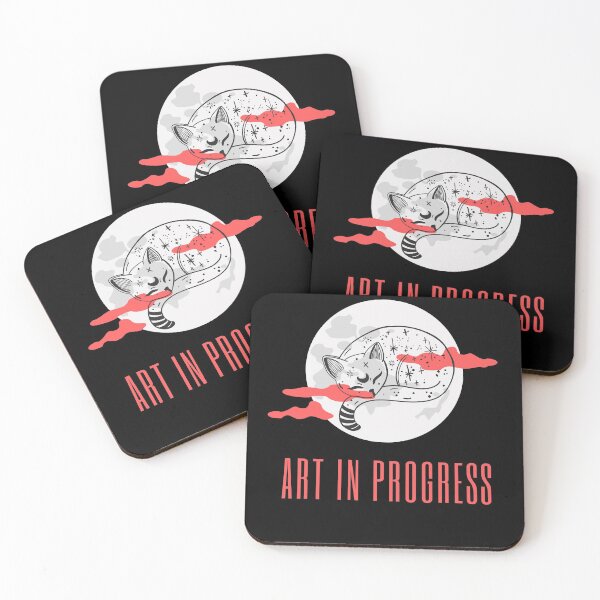 Item preview, Art in Progress Cat & Moon Coral Dark designed and sold by Sershni.