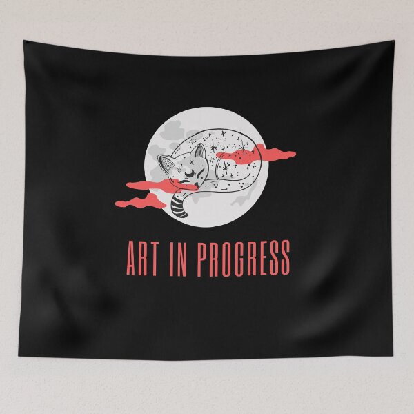 Item preview, Art in Progress Cat & Moon Coral Dark designed and sold by Sershni.