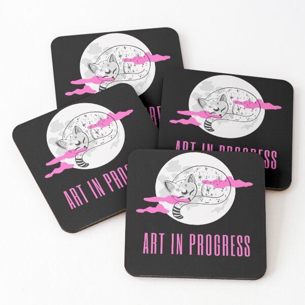 Item preview, Art in Progress Cat & Moon Pink Dark designed and sold by Sershni.
