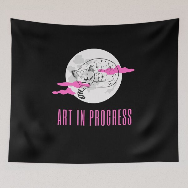 Item preview, Art in Progress Cat & Moon Pink Dark designed and sold by Sershni.