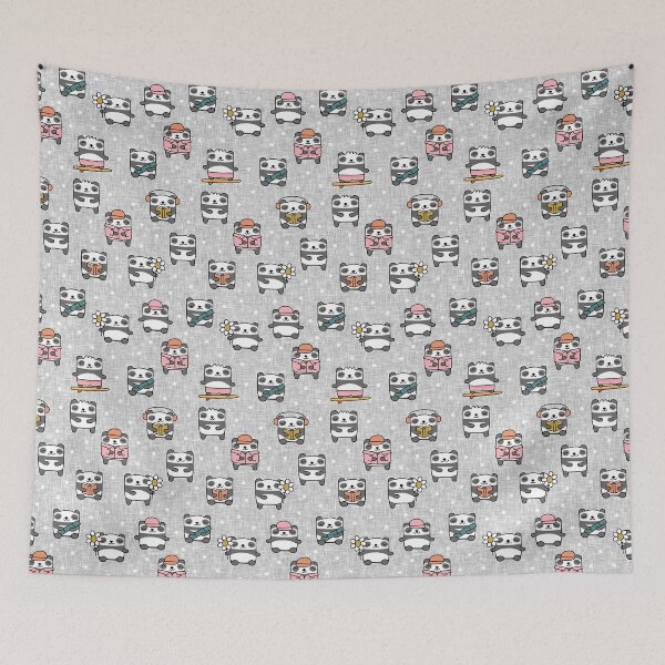 Item preview, Cute Pandas - grey designed and sold by littlearrow.