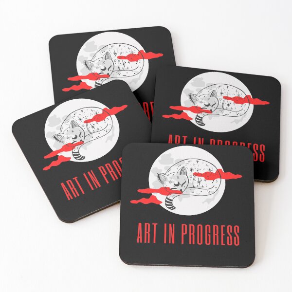 Item preview, Art in Progress Cat & Moon Red Dark designed and sold by Sershni.