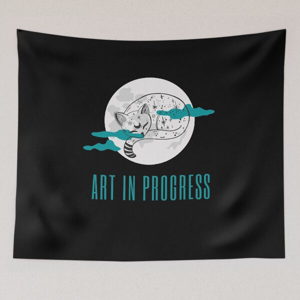 Item preview, Art in Progress Cat & Moon Turquoise Dark designed and sold by Sershni.