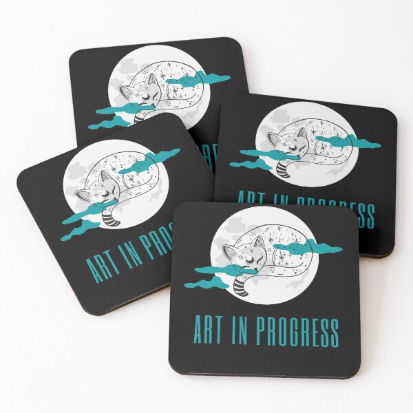 Item preview, Art in Progress Cat & Moon Turquoise Dark designed and sold by Sershni.