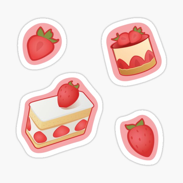 Strawberries and strawberry cakes Stickers Sticker