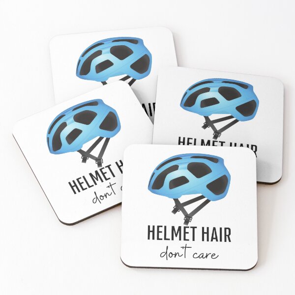Item preview, Helmet hair, don't care! Blue helmet, black text. designed and sold by JellyBeenzz.