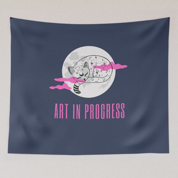 Item preview, Art in Progress Cat & Moon Turquoise Dark designed and sold by Sershni.