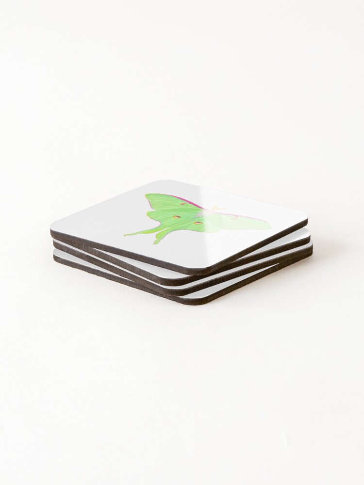 Thumbnail 4 of 5, Coasters (Set of 4), Luna moth designed and sold by ColorSplendor.