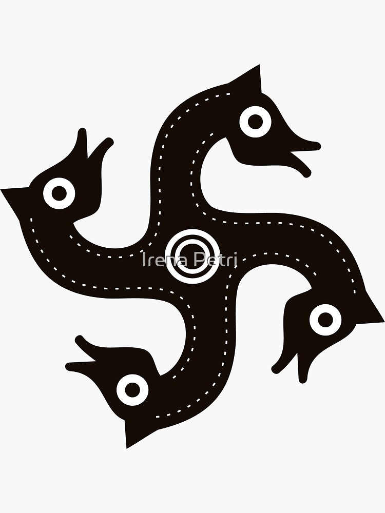 "Swastika with horse heads iron age symbol of luck" Sticker for Sale