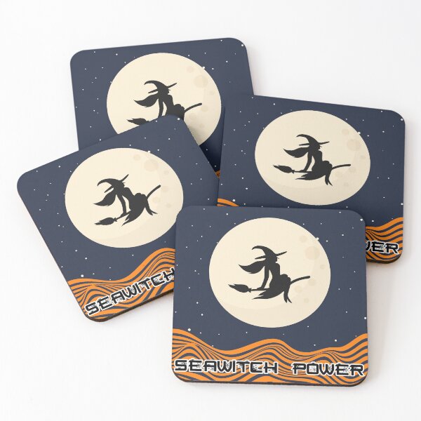 Item preview, Seawitch Power Silhouette Flying Witch Passed Moon Orange designed and sold by NoMatterLab.
