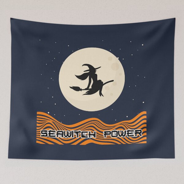 Item preview, Seawitch Power Silhouette Flying Witch Passed Moon Orange designed and sold by NoMatterLab.