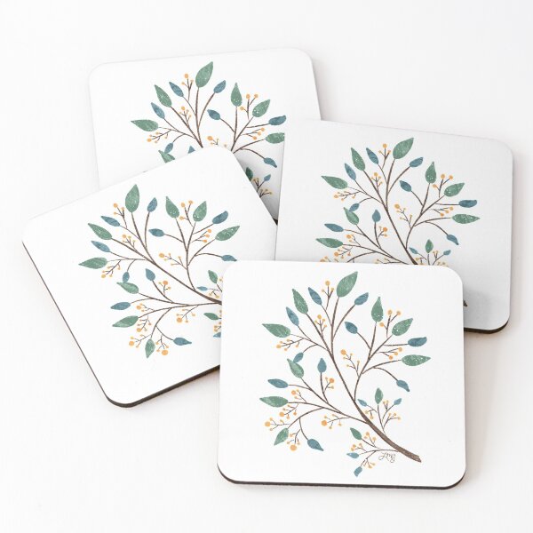Item preview, Tree Branch with Berries and Leaves Illustration  designed and sold by Lavender Mint Graphics.