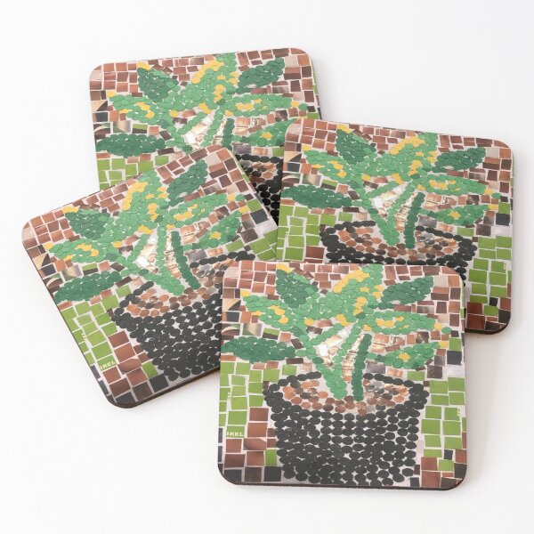 Item preview, Spring is In The Air! Paper Craft Potted Plant Shades of Green Green Yellow Leaves Against Brick Wall designed and sold by NadeenInspires.