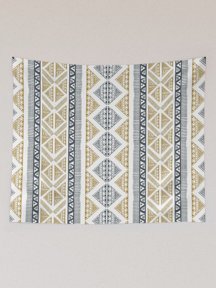 Black and White African Tribal Ethnic Pattern Tapestry for Sale