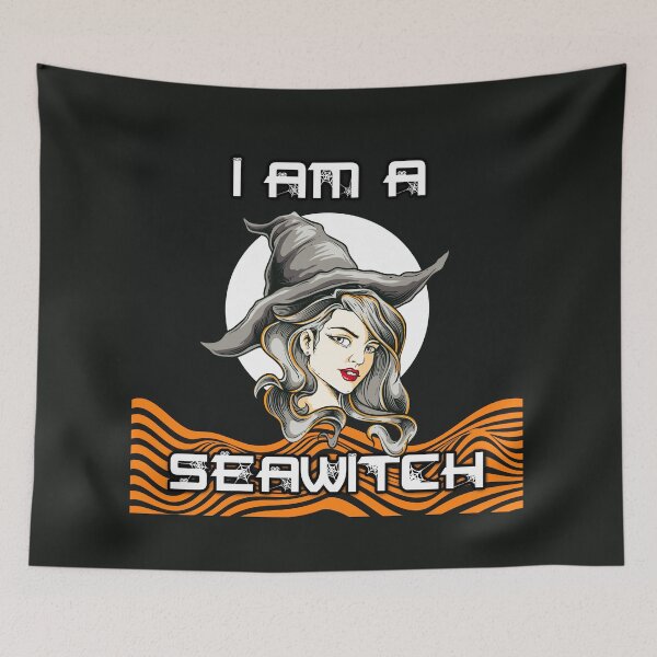 Item preview, I am a Seawitch with Long Wavey Hair - Orange Moon designed and sold by NoMatterLab.