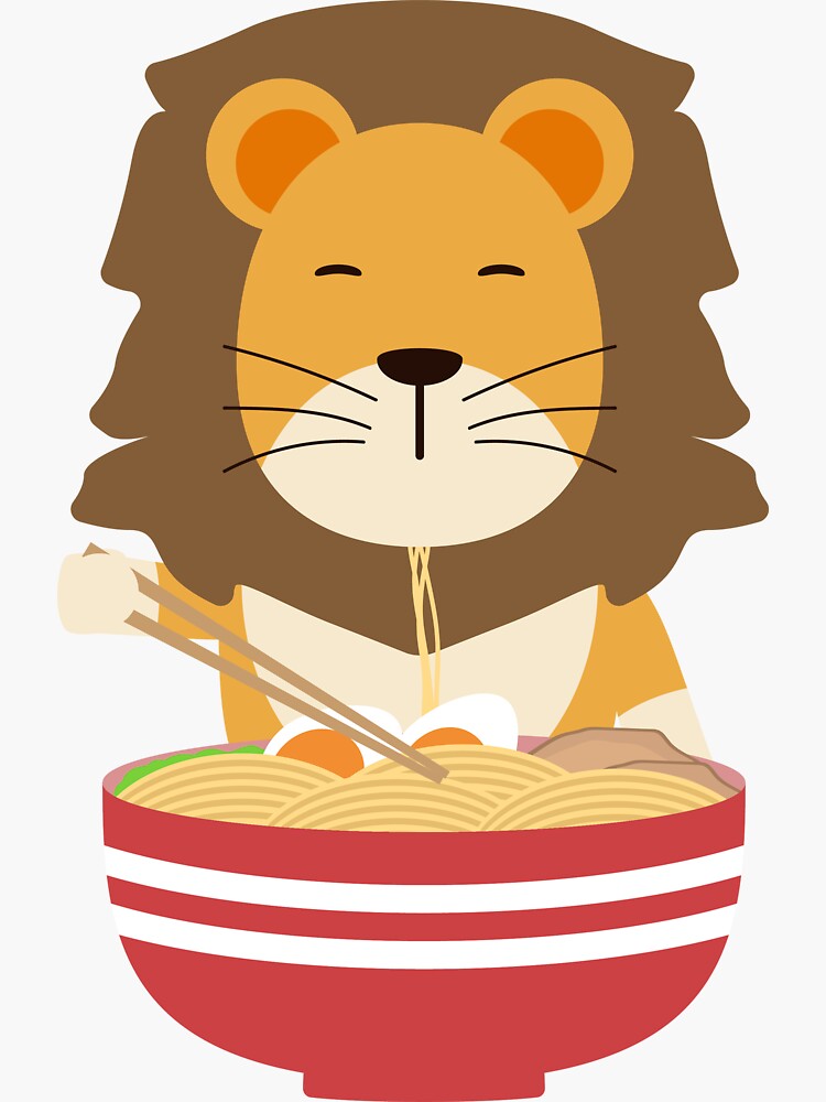 "Lion ramen noodle noodle soup" Sticker for Sale by Mrkram Redbubble
