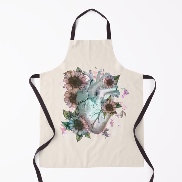Item preview, Human heart with pink daisy illustration, watercolor effect designed and sold by Collagedream.