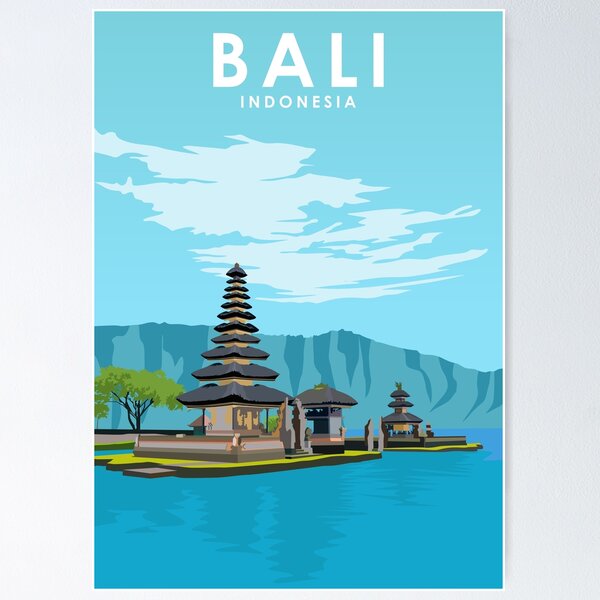 Item preview, Bali Indonesia Vintage Minimal Temple Travel Poster designed and sold by Stadify.